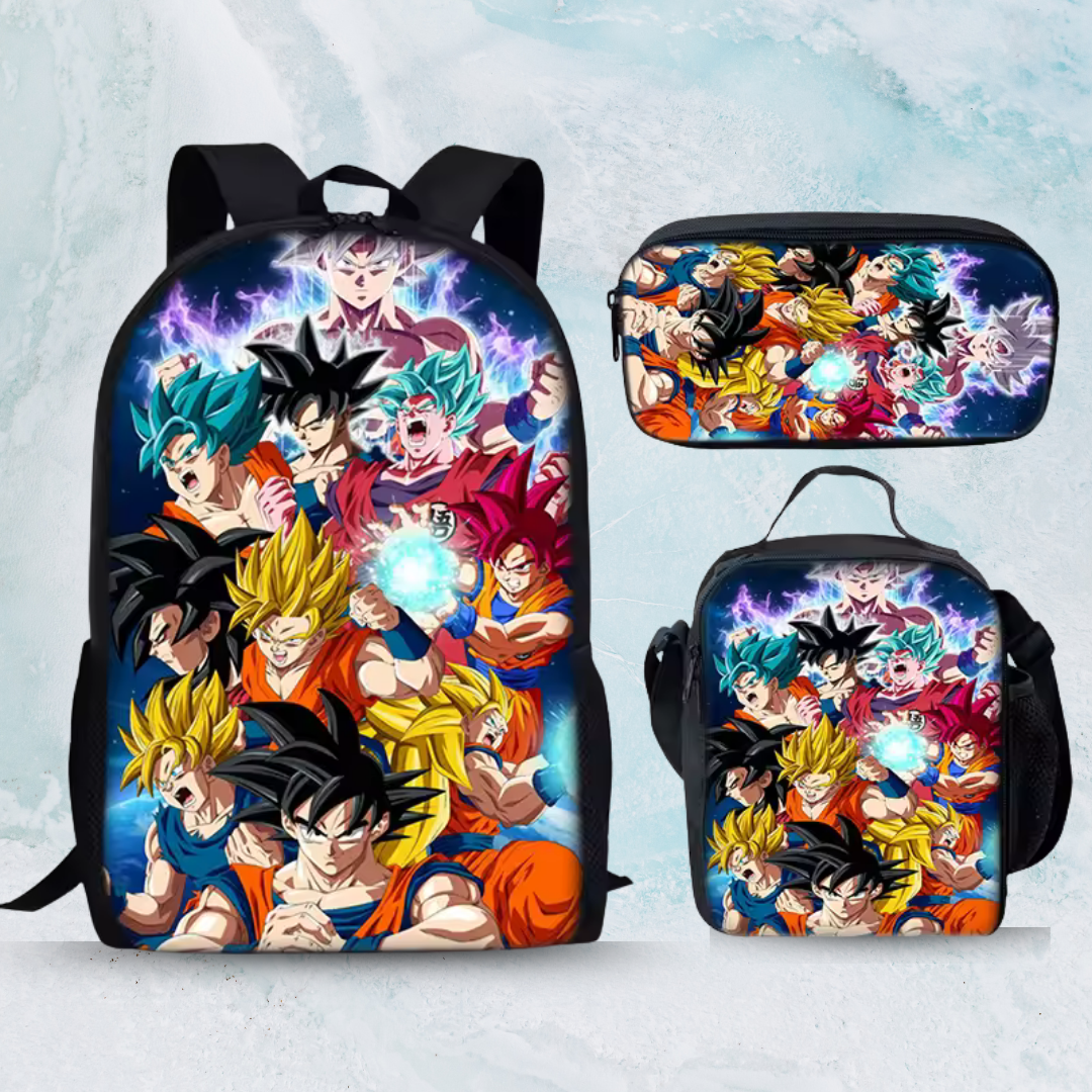Zaini di dragon ball z- 3 pcs-porta pranzo-astuccio-zaino