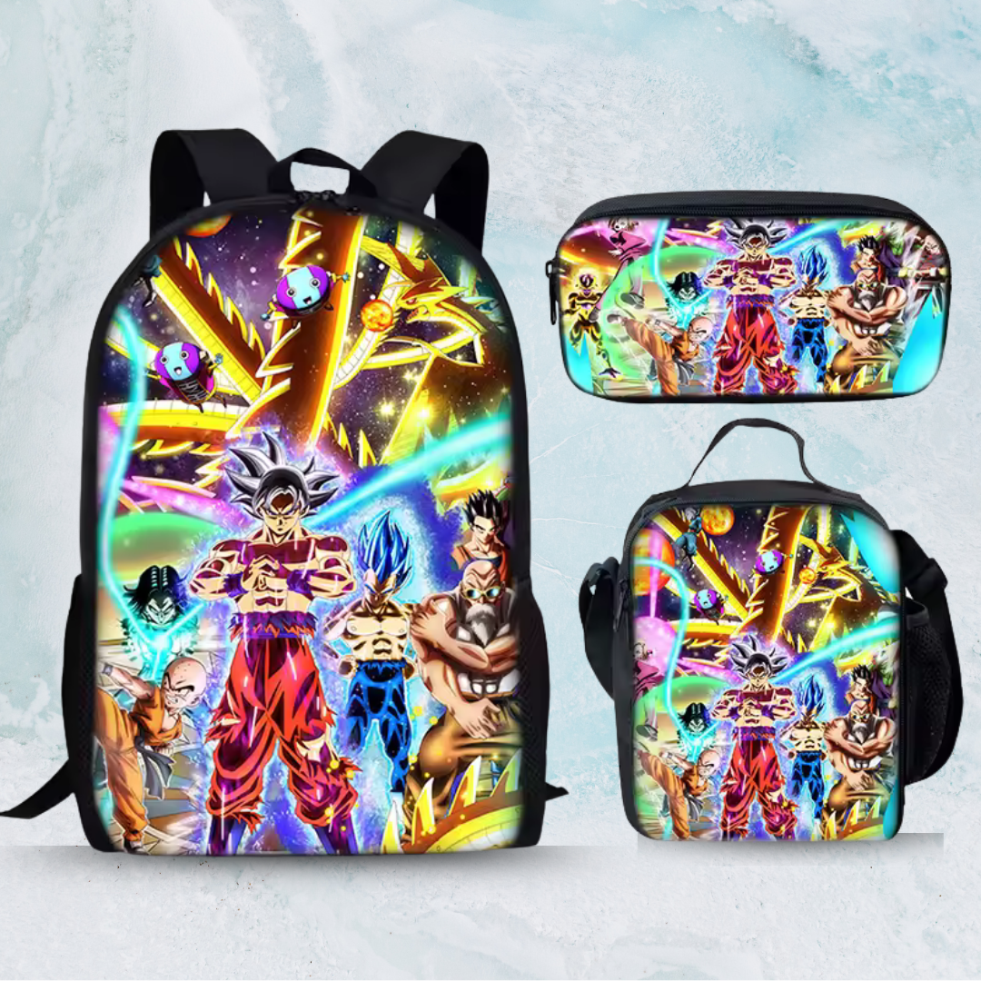 Zaini di dragon ball z- 3 pcs-porta pranzo-astuccio-zaino