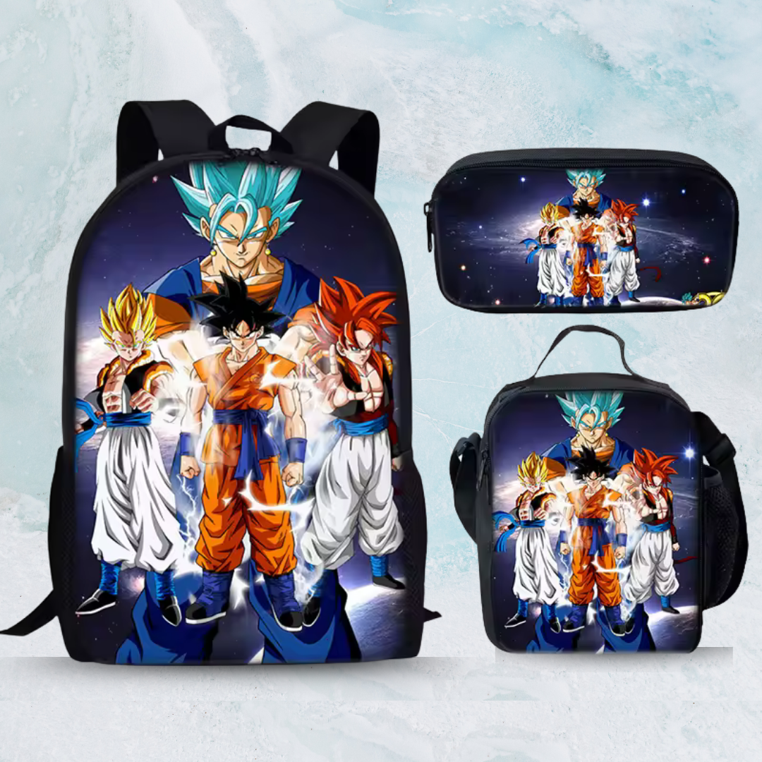 Zaini di dragon ball z- 3 pcs-porta pranzo-astuccio-zaino
