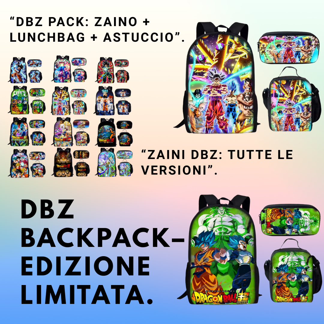 Zaini di dragon ball z- 3 pcs-porta pranzo-astuccio-zaino