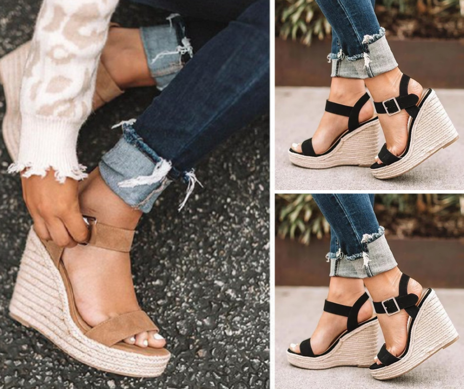 Village Shop - Sandali da donna con zeppa