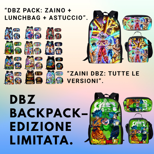 Zaini di dragon ball z- 3 pcs-porta pranzo-astuccio-zaino